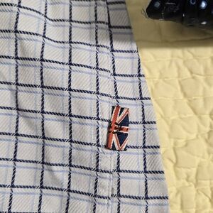 English Laundry Navy and White Grid Pattern Shirt